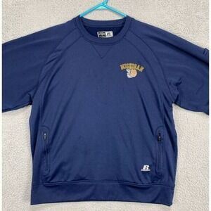 VINTAGE Michigan Wolverines Sweatshirt Mens Large Dri-Power‎ Blue 90s Russell
